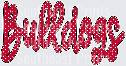 Bulldogs Red Polka Dots