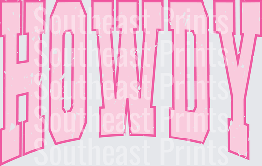Pink Distressed Howdy
