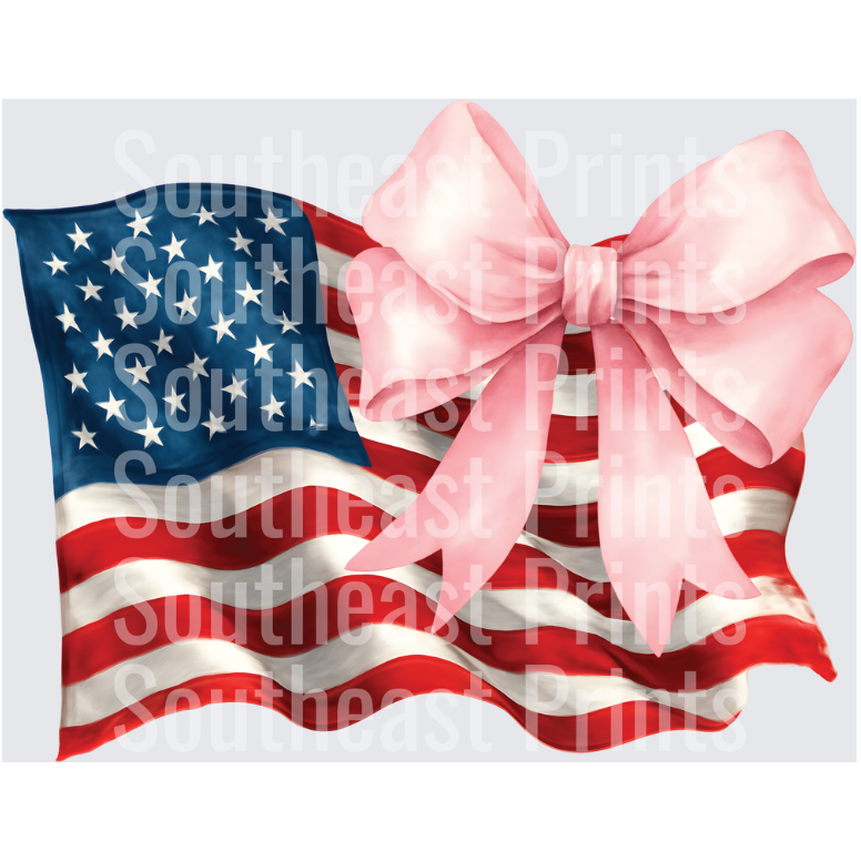 American Flag Pink Bow