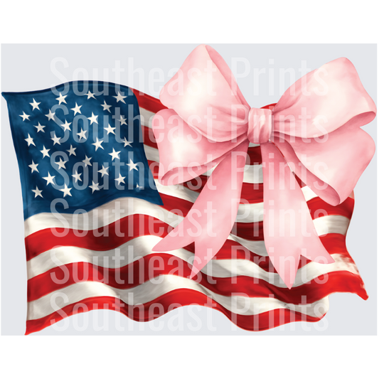American Flag Pink Bow