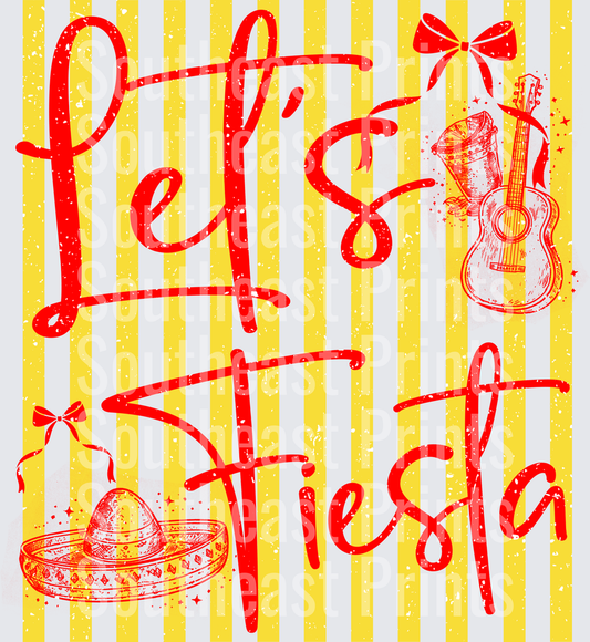 Let's Fiesta Red Text with Guitar